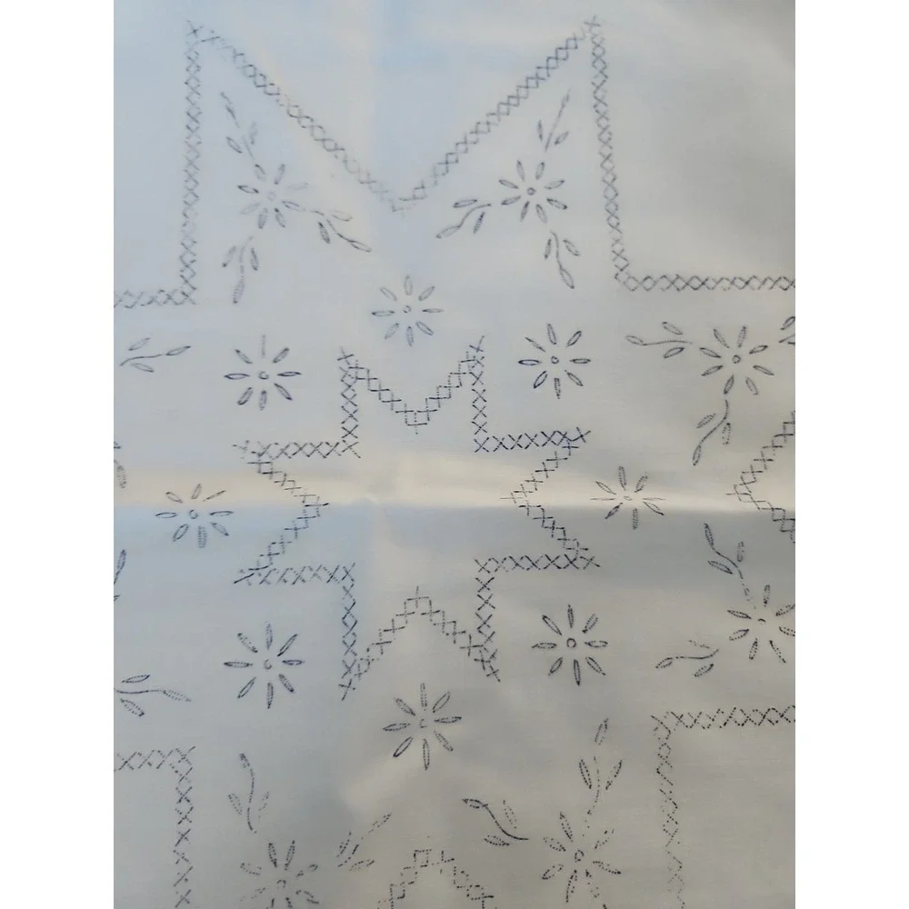 Vintage Nojae of Fairway Stamped 14x14 Hand Embroidery Pillow Top With Lace Trim